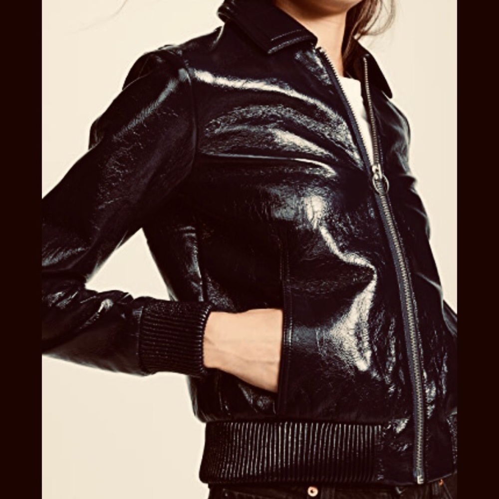 Anthropologie Bomber Jacket Capulet Black XS Vinyl